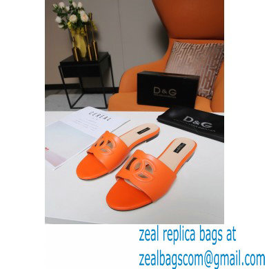 Dolce  &  Gabbana Calfskin Sliders Orange with DG Millennials Logo 2021